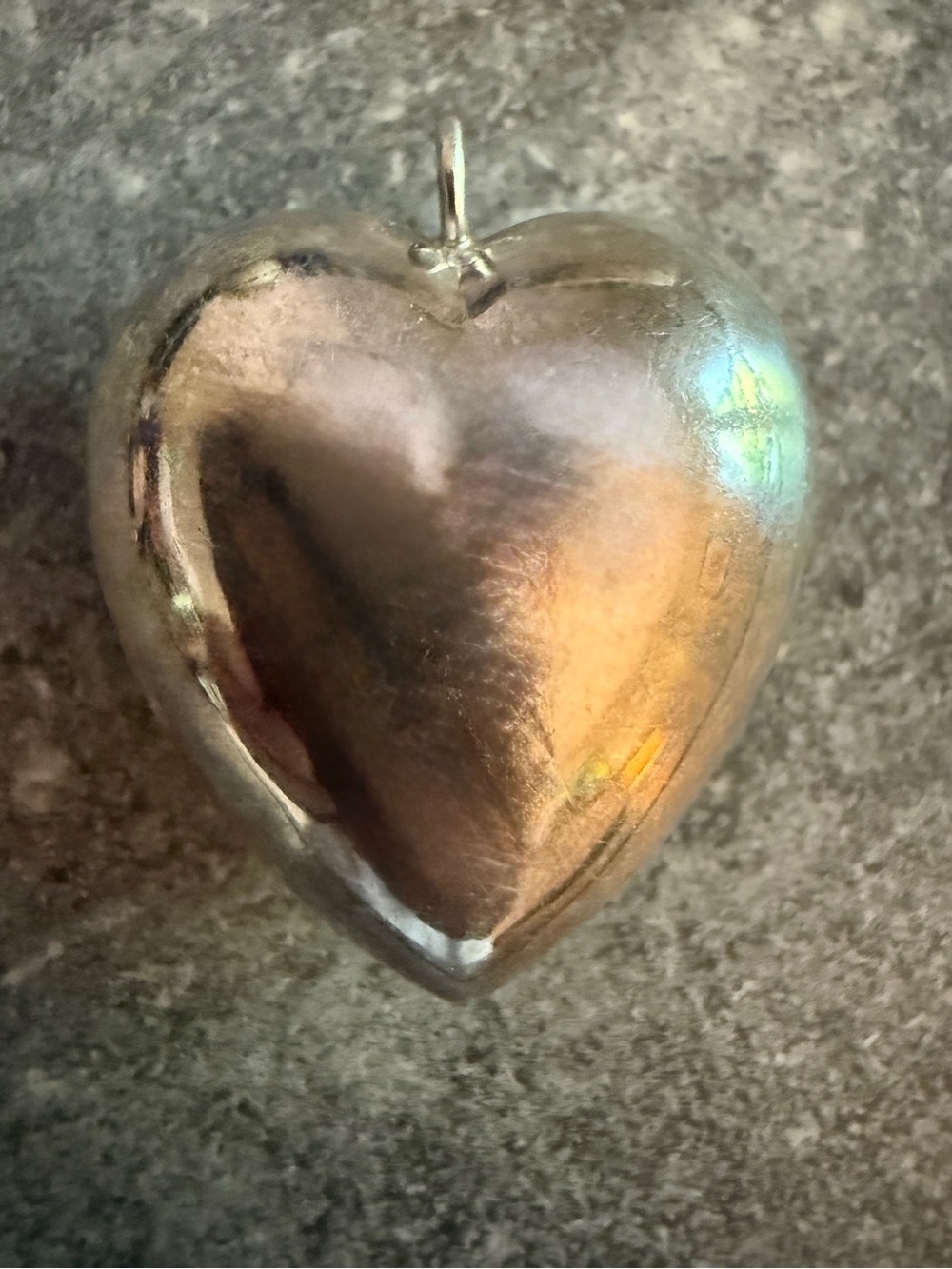 70’s puffy sterling Silver Heart Pendant Necklace Charm